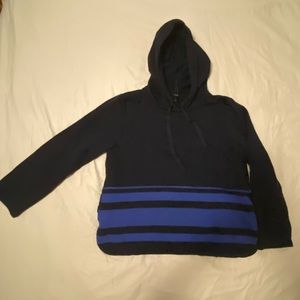 J Crew Black Blue Hoodie Sweater Large Pockets